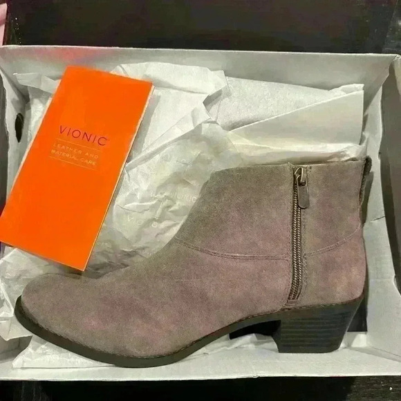 Vionic Women’s Suede Joy Zadie Ankle Boot Taupe Greige Size 9.5 - Picture 4 of 4